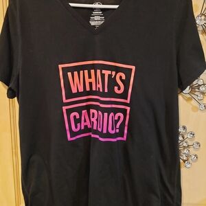 Athletic Works Black Crewneck Tee with White Logo Print